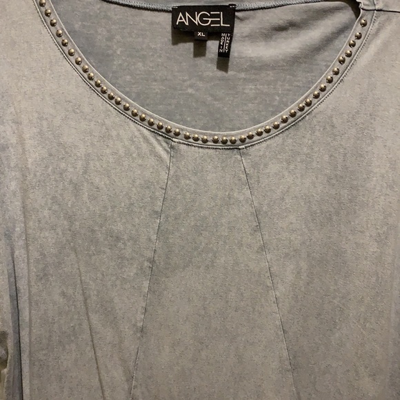 XL grey top, studded collar, funky pockets viscose & Elastane, looks like suede - Picture 4 of 5